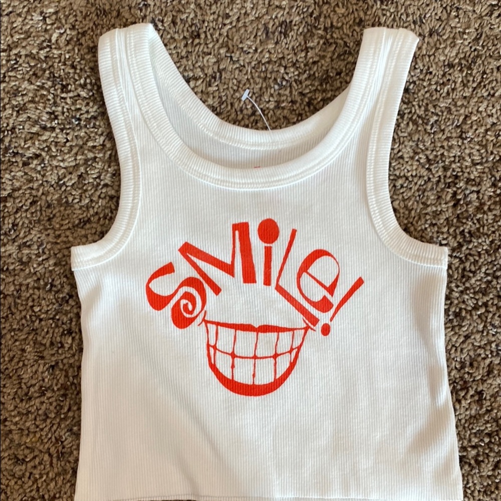 Rowdy Sprout Red and White Smile Tank Top